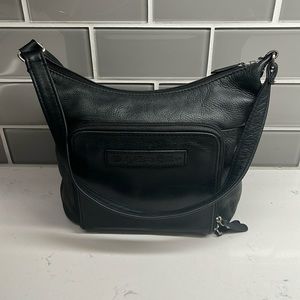 Vtg FOSSIL 1954 Messenger Black Pebble Leather Shoulder Bag‎ 75082